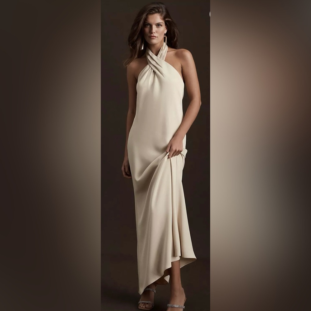 BHLDN Ruby Twist Halter Satin Gown